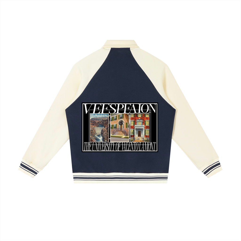 Contrast Raglan Sleeve Baseball Jacket