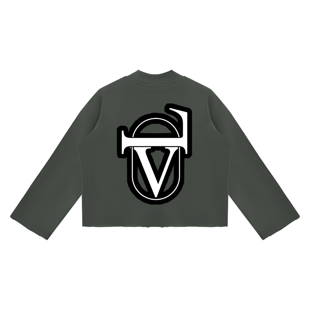 Unisex Mock Neck Raw Edge Boxy Sweatshirt