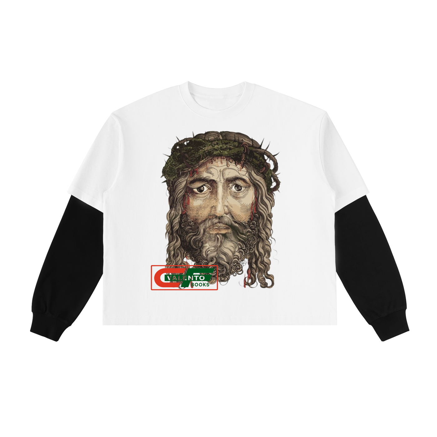 Layered Contrast Sleeve Cotton T-Shirt