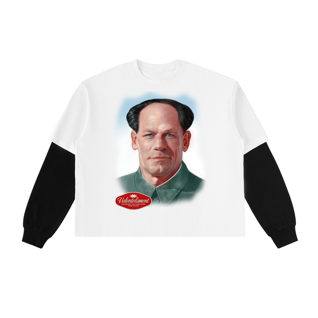 Layered Contrast Sleeve Cotton T-Shirt