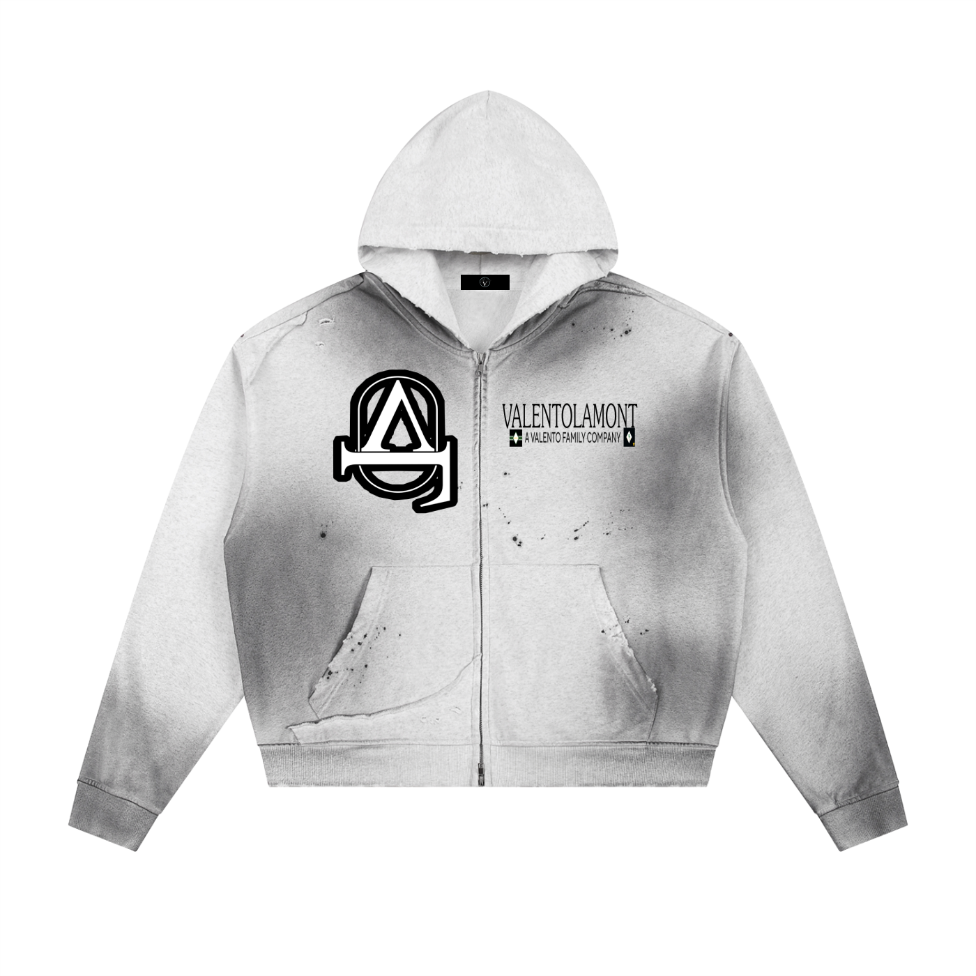Sun Fade Frayed Raw Edge Fleece Zip Hoodie