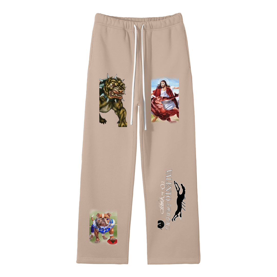 Streetwear Unisex Solid Color Fleece Straight Leg Pants