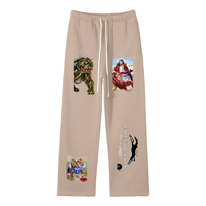 Streetwear Unisex Solid Color Fleece Straight Leg Pants