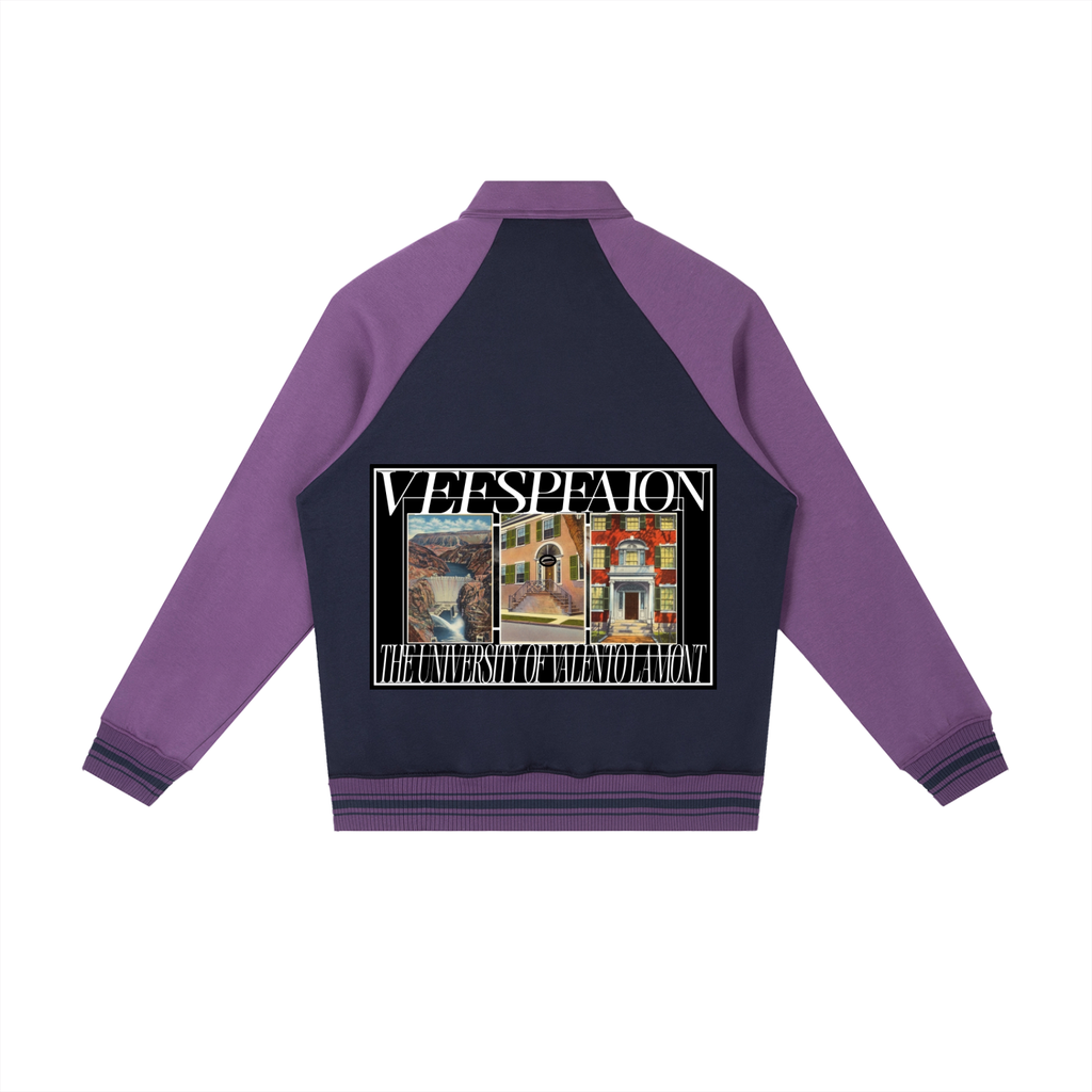 Contrast Raglan Sleeve Baseball Jacket