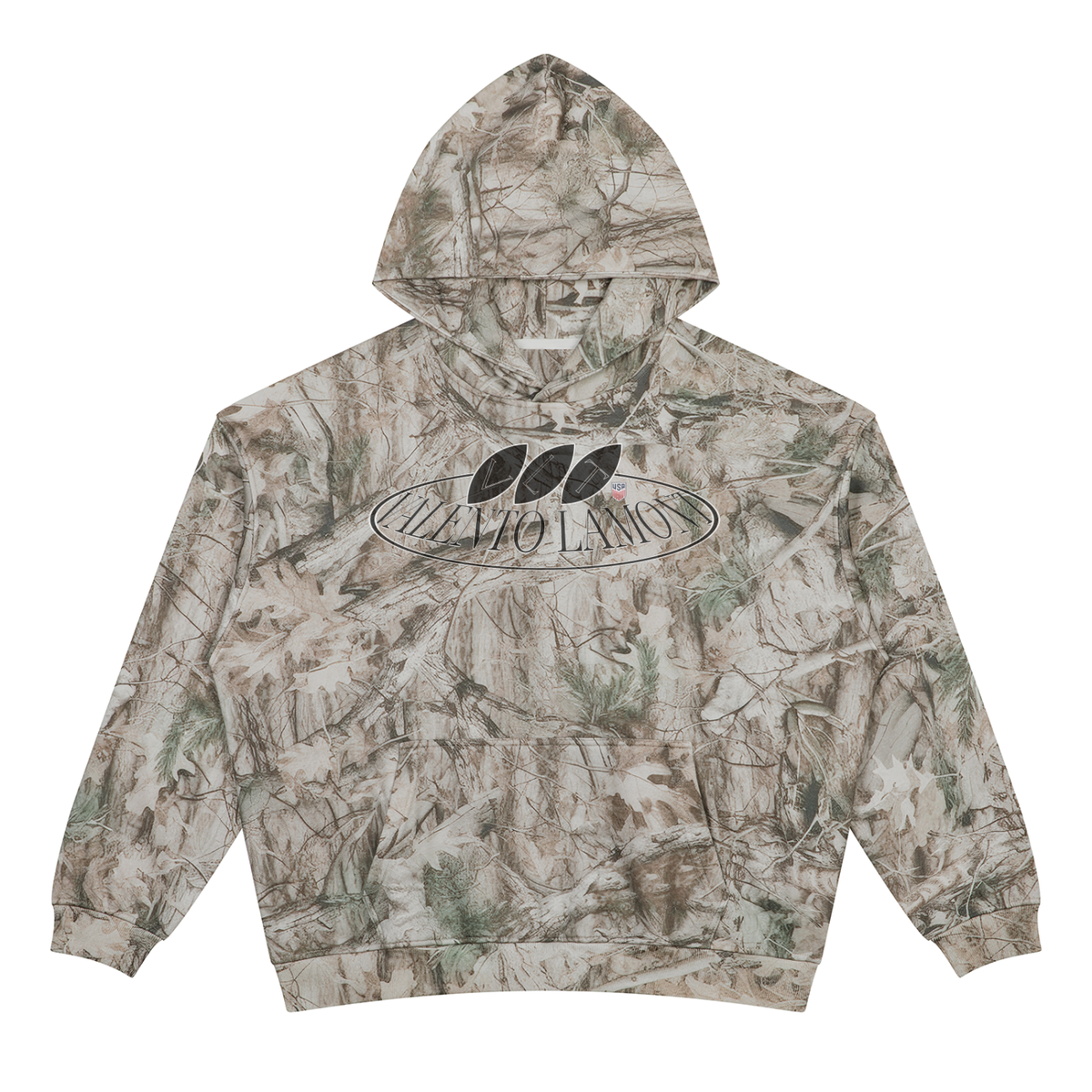 V Oversized Fleece Tree Camo Hoodie