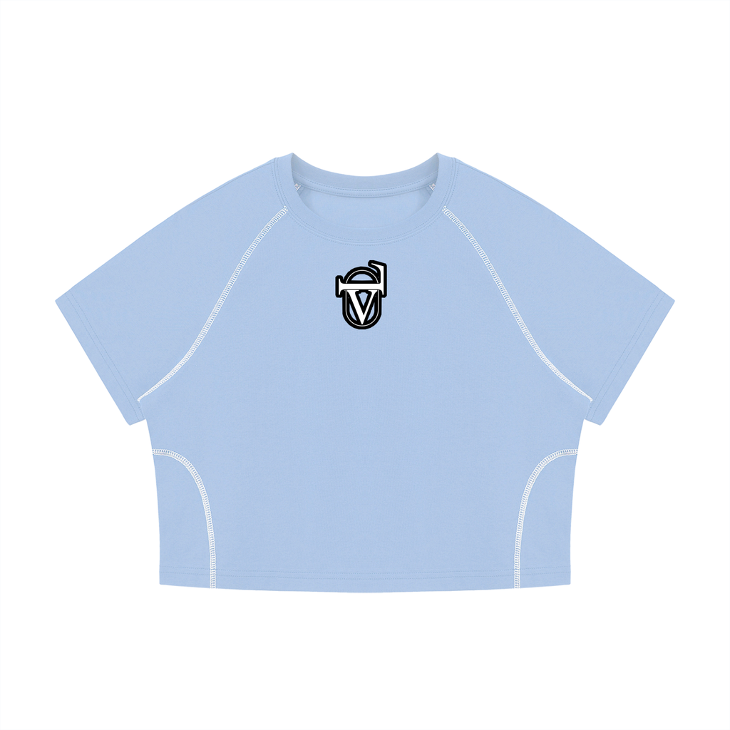 Women's Contrast Stitch Raglan Crop T-Shirt