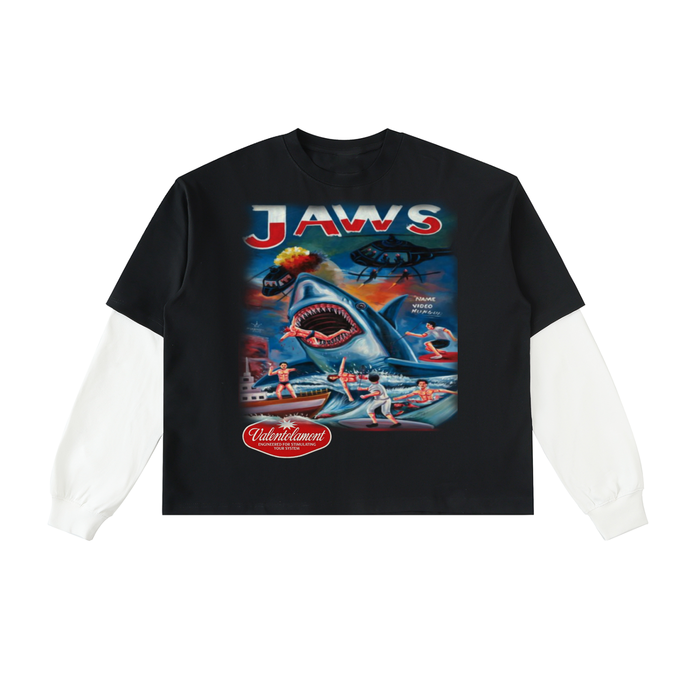 Layered Contrast Sleeve Cotton T-Shirt