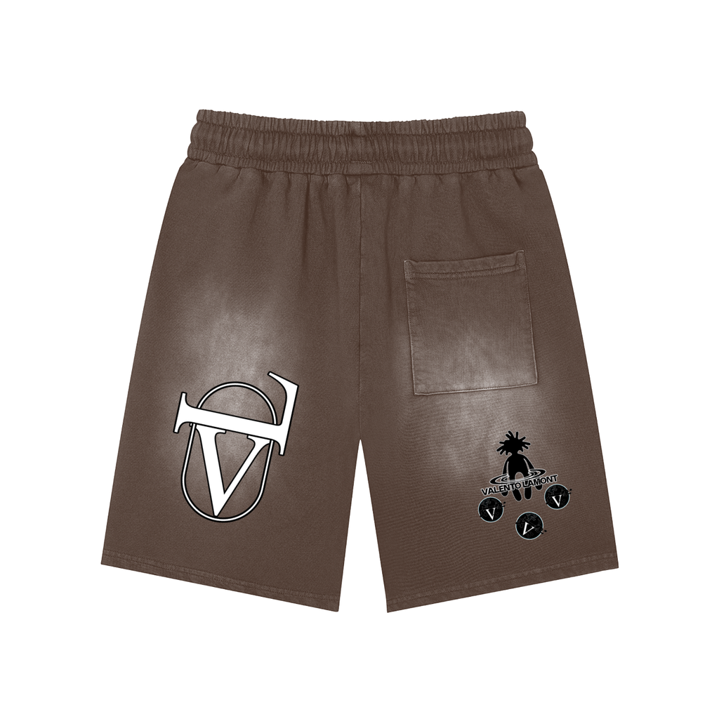 Rectangle Patch Monkey Washed Shorts  - 360 GSM