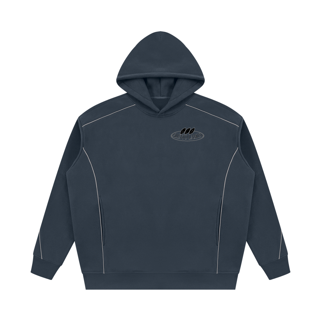 V Oversized Piping Fleece Hoodie