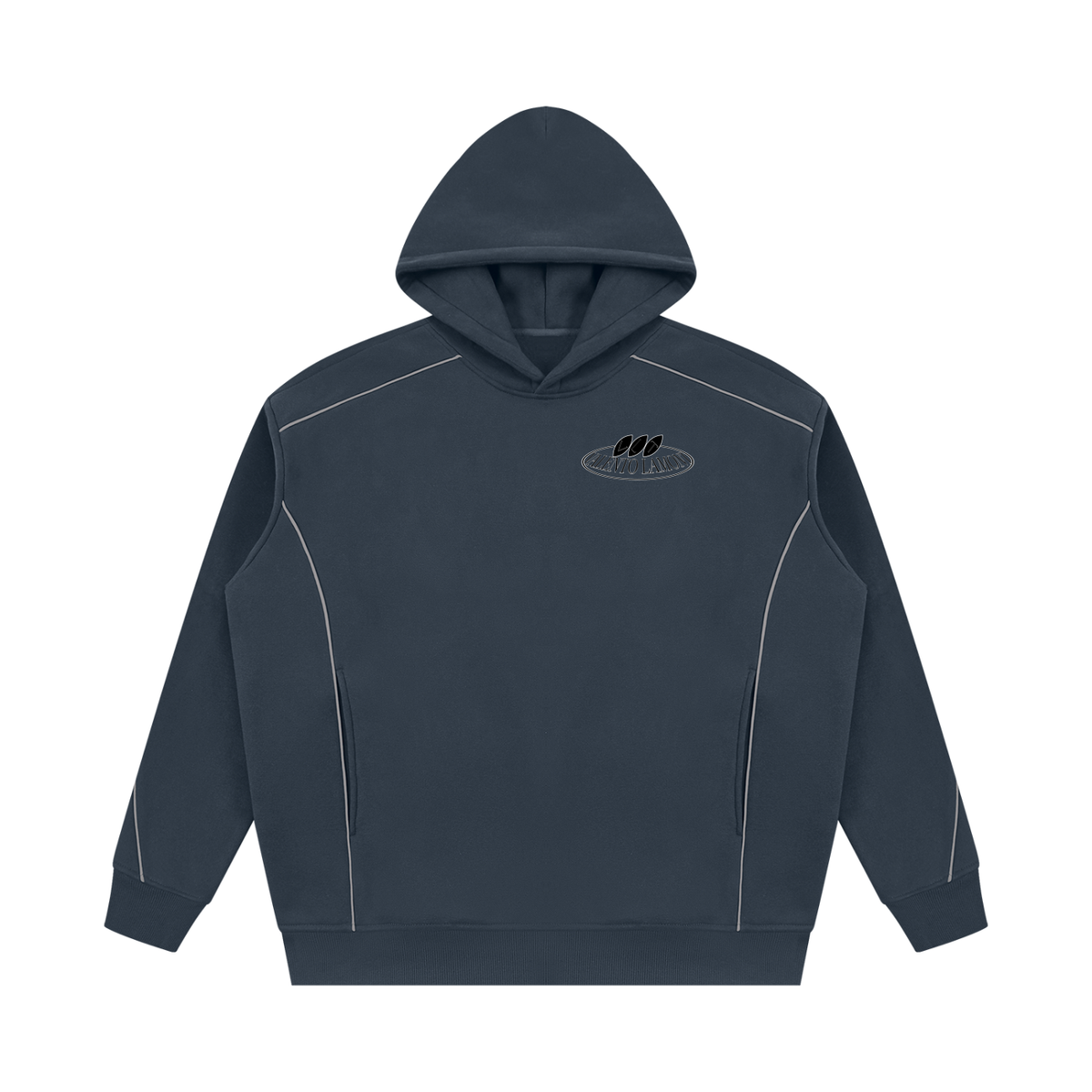 V Oversized Piping Fleece Hoodie