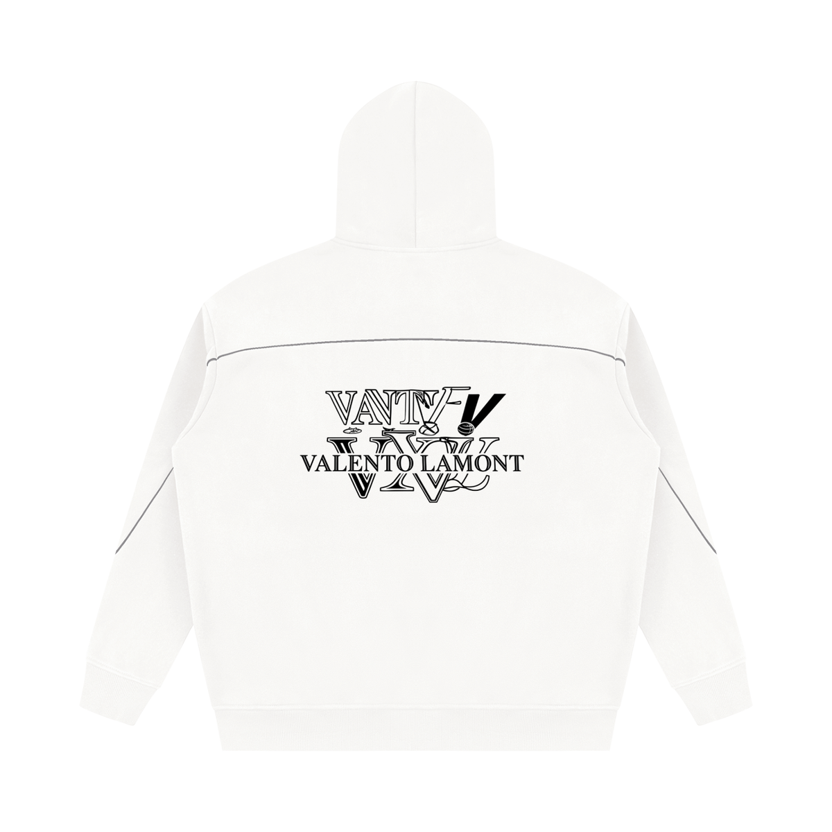 V Oversized Piping Fleece Hoodie
