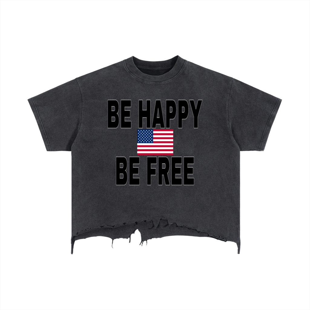 Vintage Wash Boxy Distressed Hem T-Shirt
