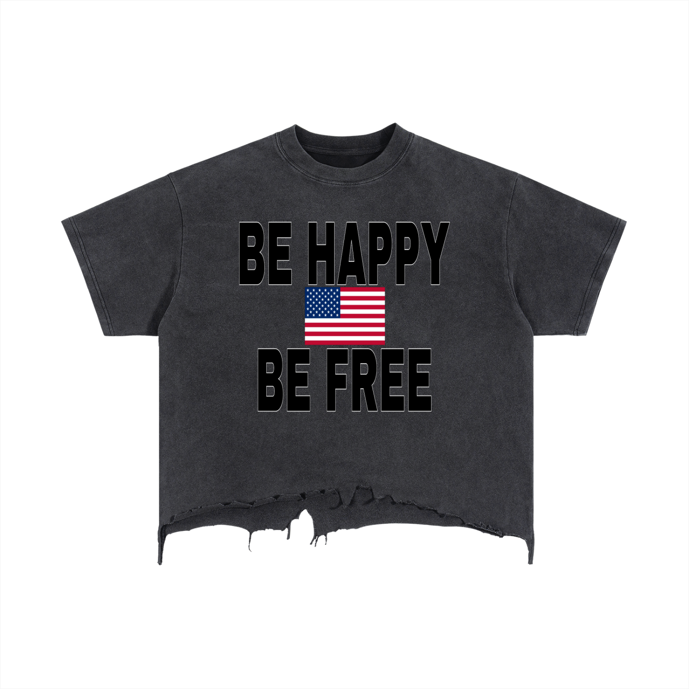 Vintage Wash Boxy Distressed Hem T-Shirt