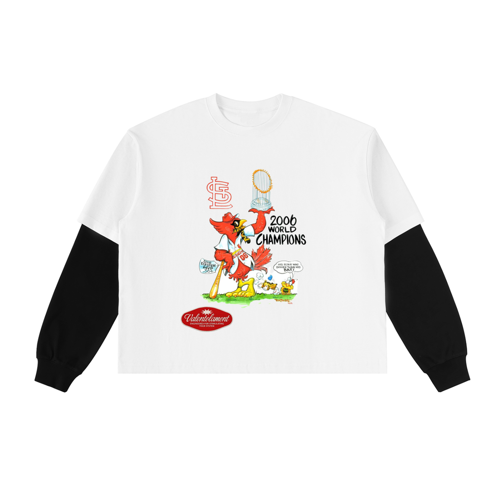 Layered Contrast Sleeve Cotton T-Shirt