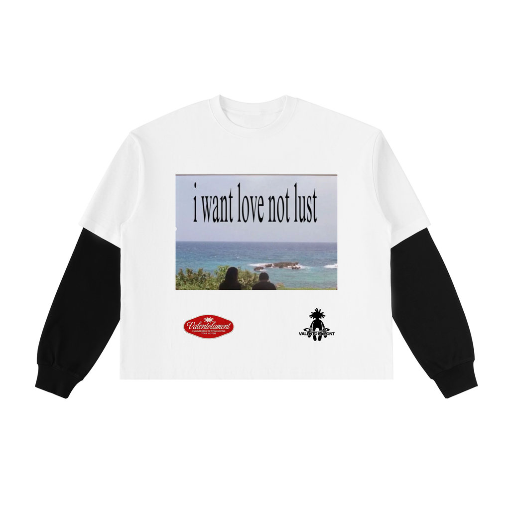 Layered Contrast Sleeve Cotton T-Shirt