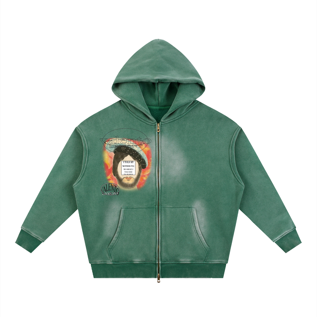Sunfade Two-way Zipper Boxy Fleece Hoodie