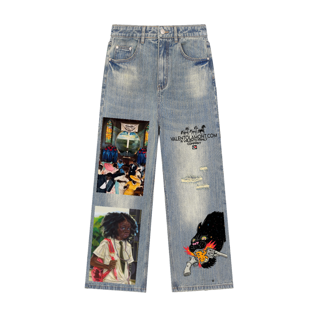 Vintage Wash Distressed Denim Jeans