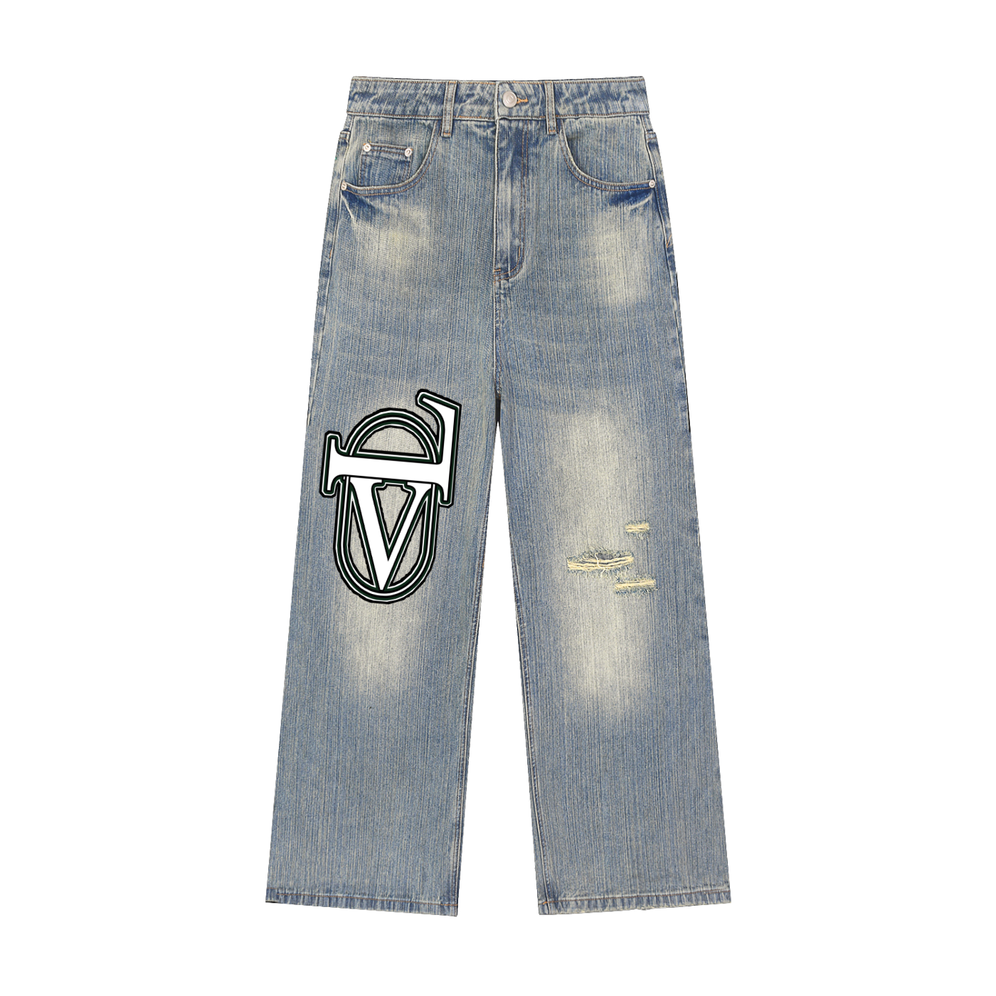 Vintage Wash Distressed Denim Jeans