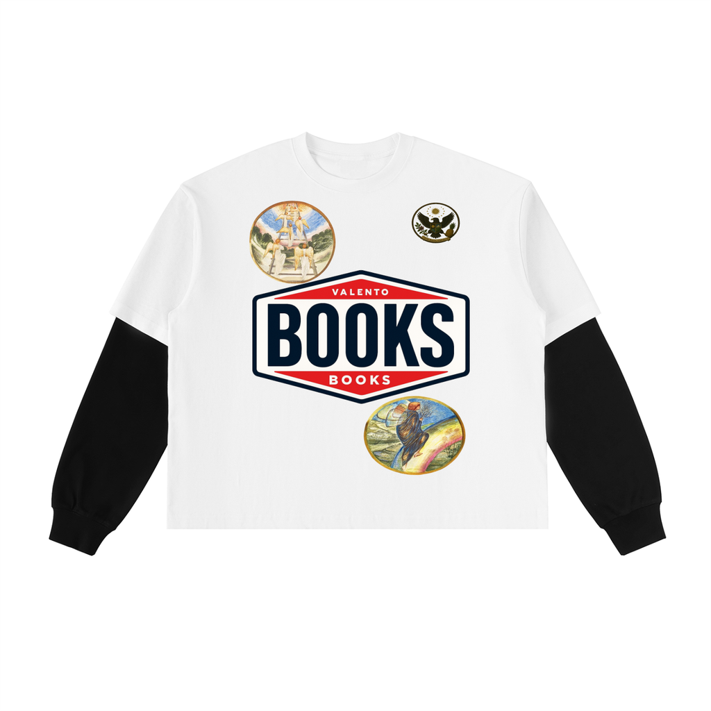 Layered Contrast Sleeve Cotton T-Shirt