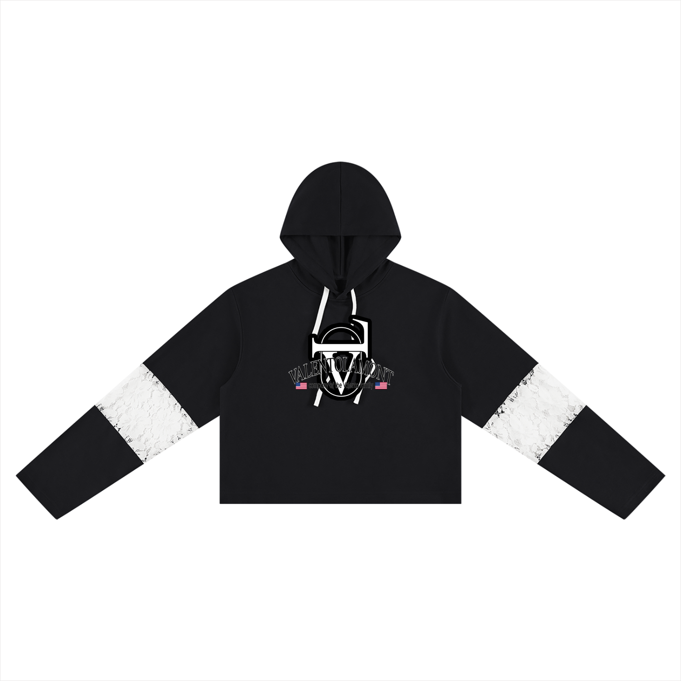 Women’s Cropped Lace-Panel Hoodie