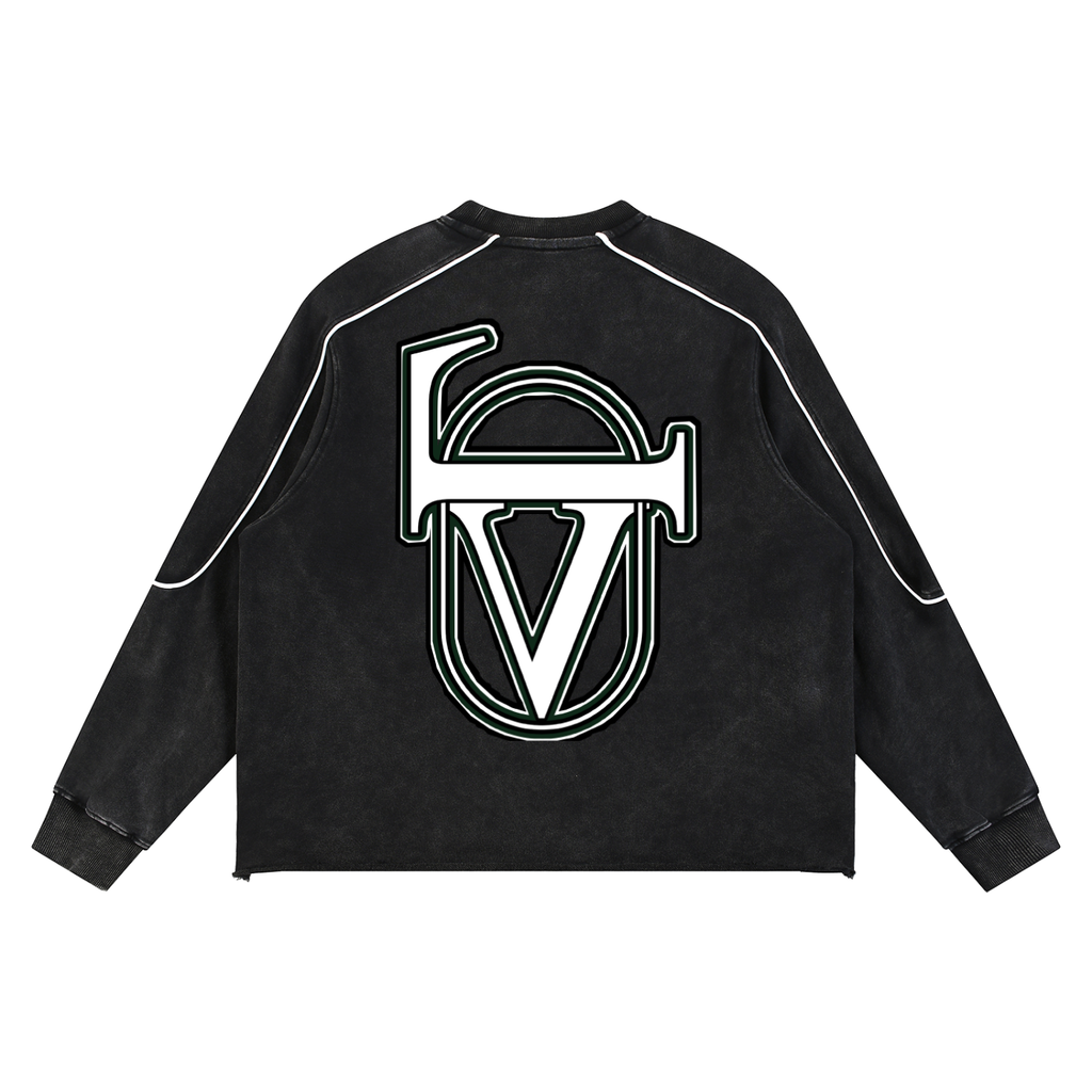 Mineral Wash Piping Raw Hem Sweatshirt