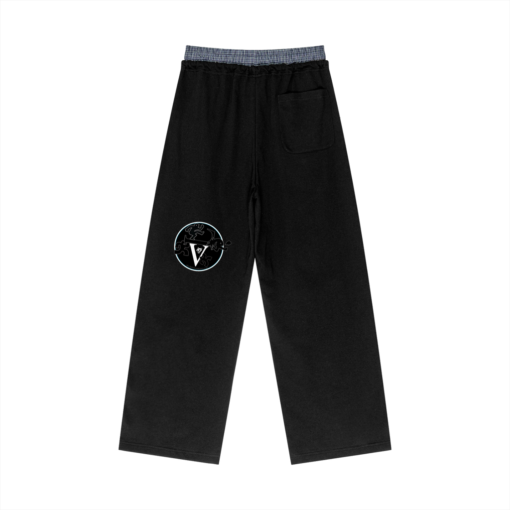 Plaid Contrast Waist Pants