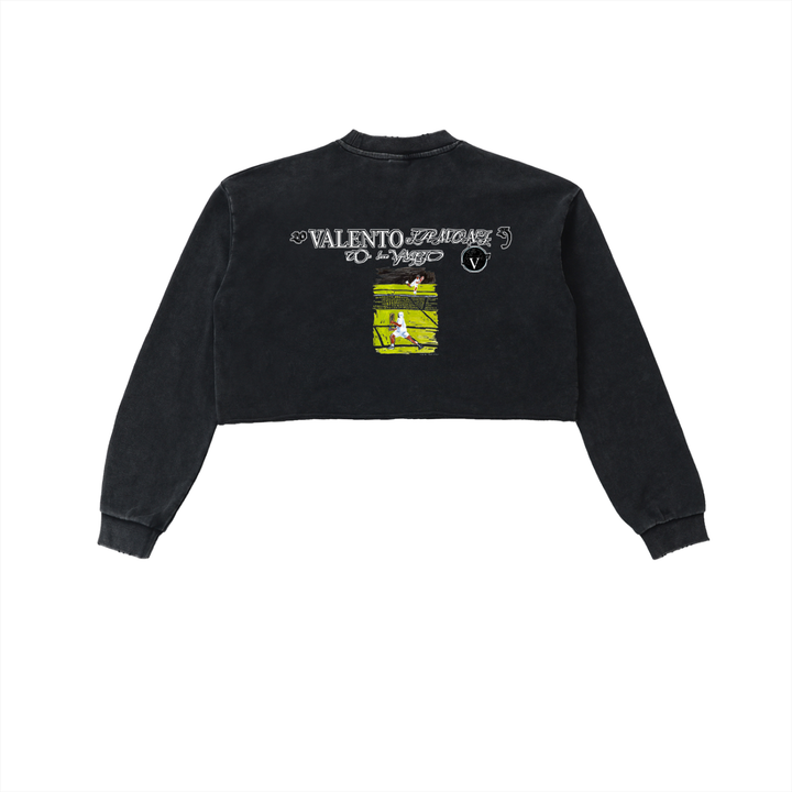 Snow Washed Raw Edge Cropped Sweatshirt