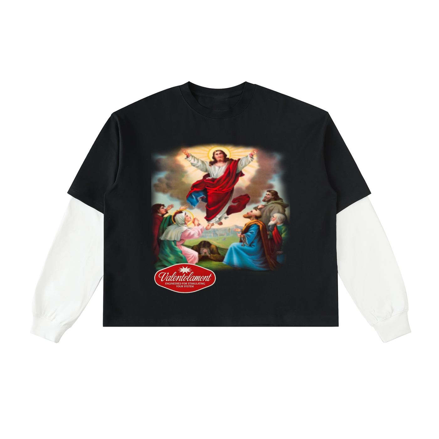 Layered Contrast Sleeve Cotton T-Shirt