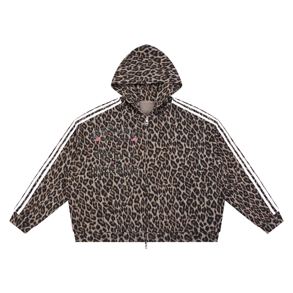Unisex Leopard Full Zip Hoodie