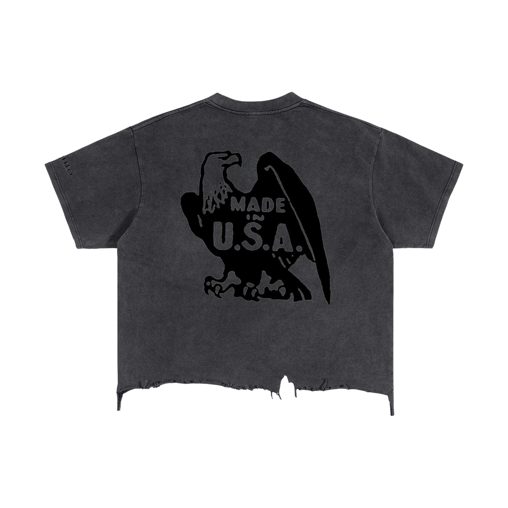 Vintage Wash Boxy Distressed Hem T-Shirt