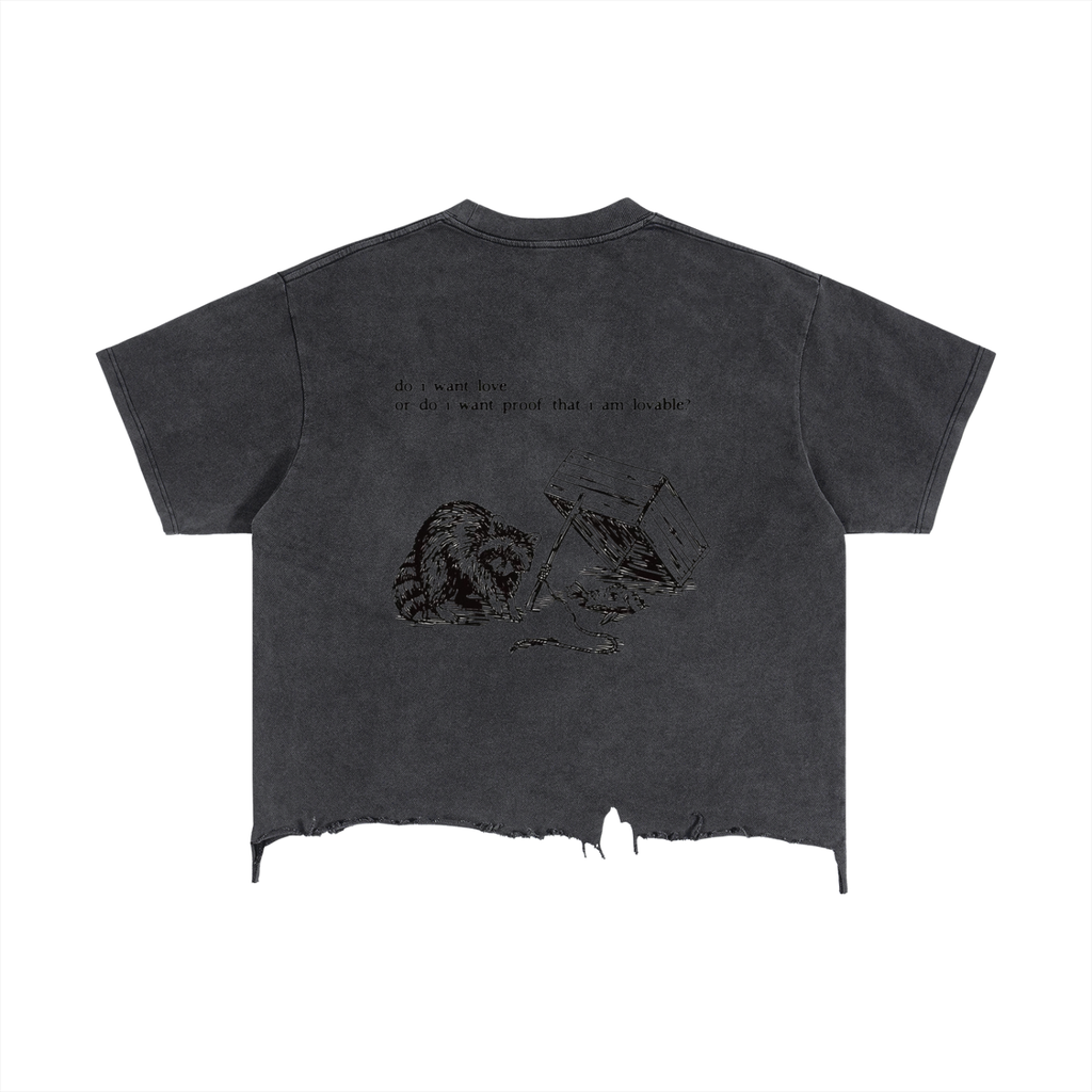 Vintage Wash Boxy Distressed Hem T-Shirt