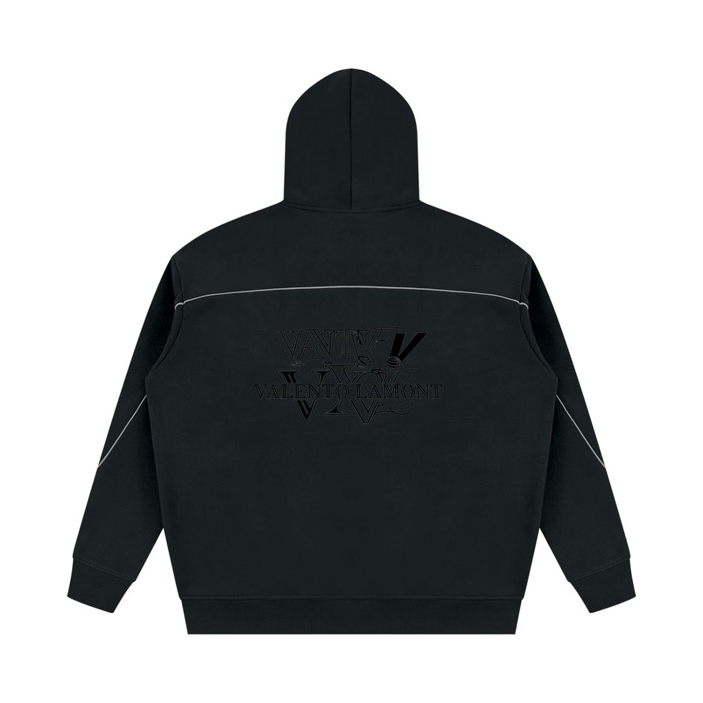 V Oversized Piping Fleece Hoodie
