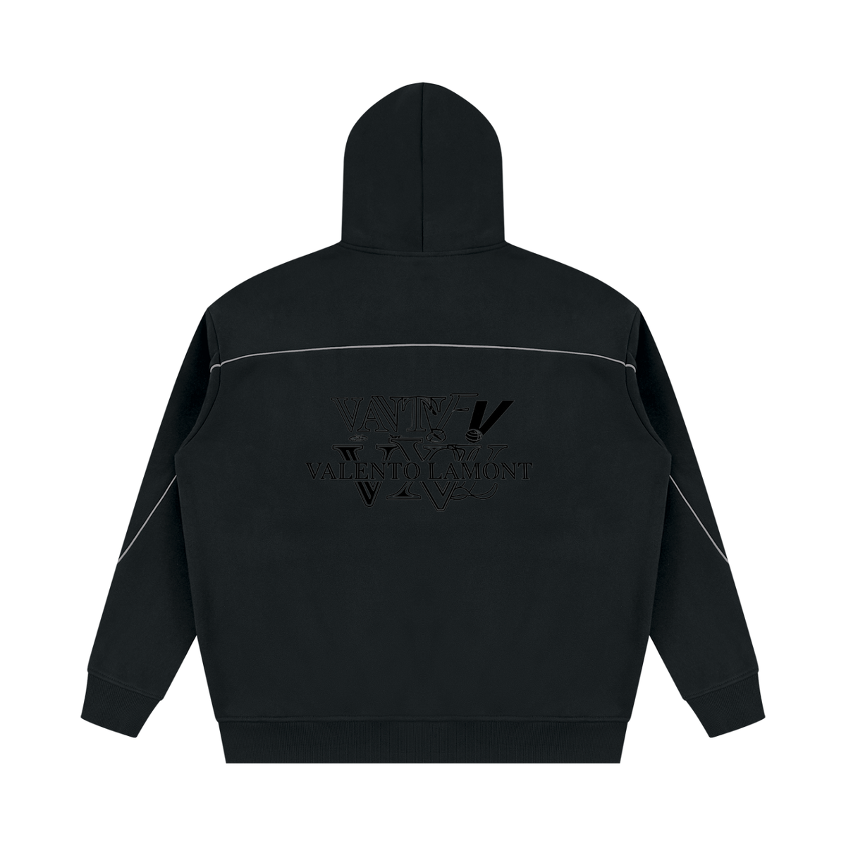 V Oversized Piping Fleece Hoodie