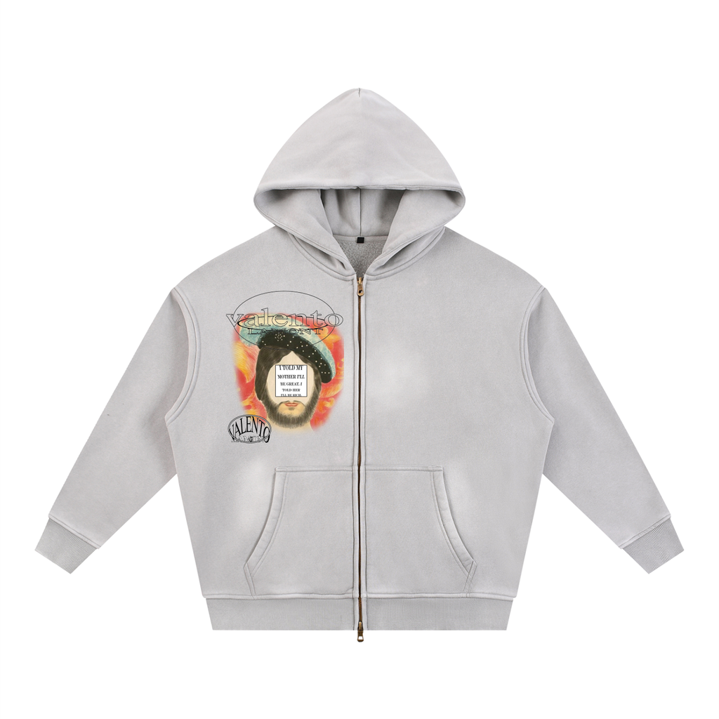 Sunfade Two-way Zipper Boxy Fleece Hoodie