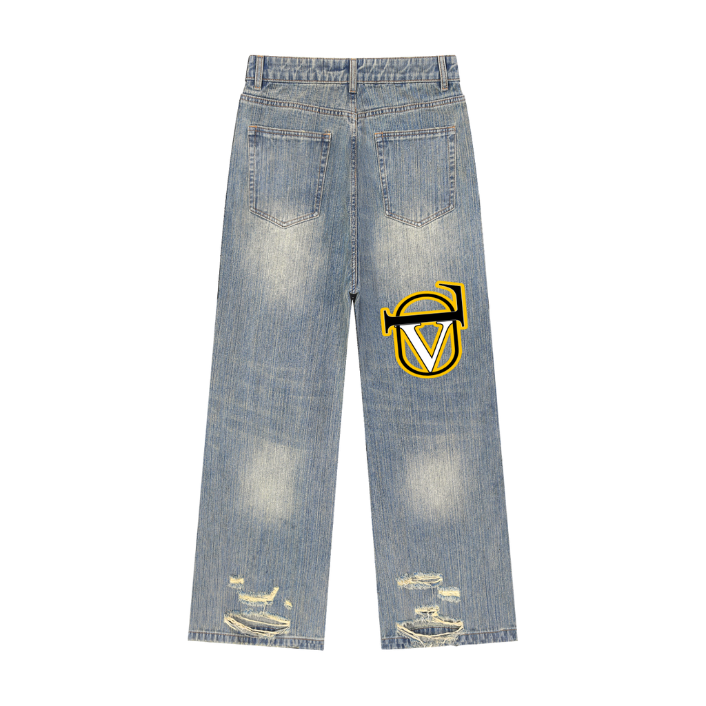 Vintage Wash Distressed Denim Jeans