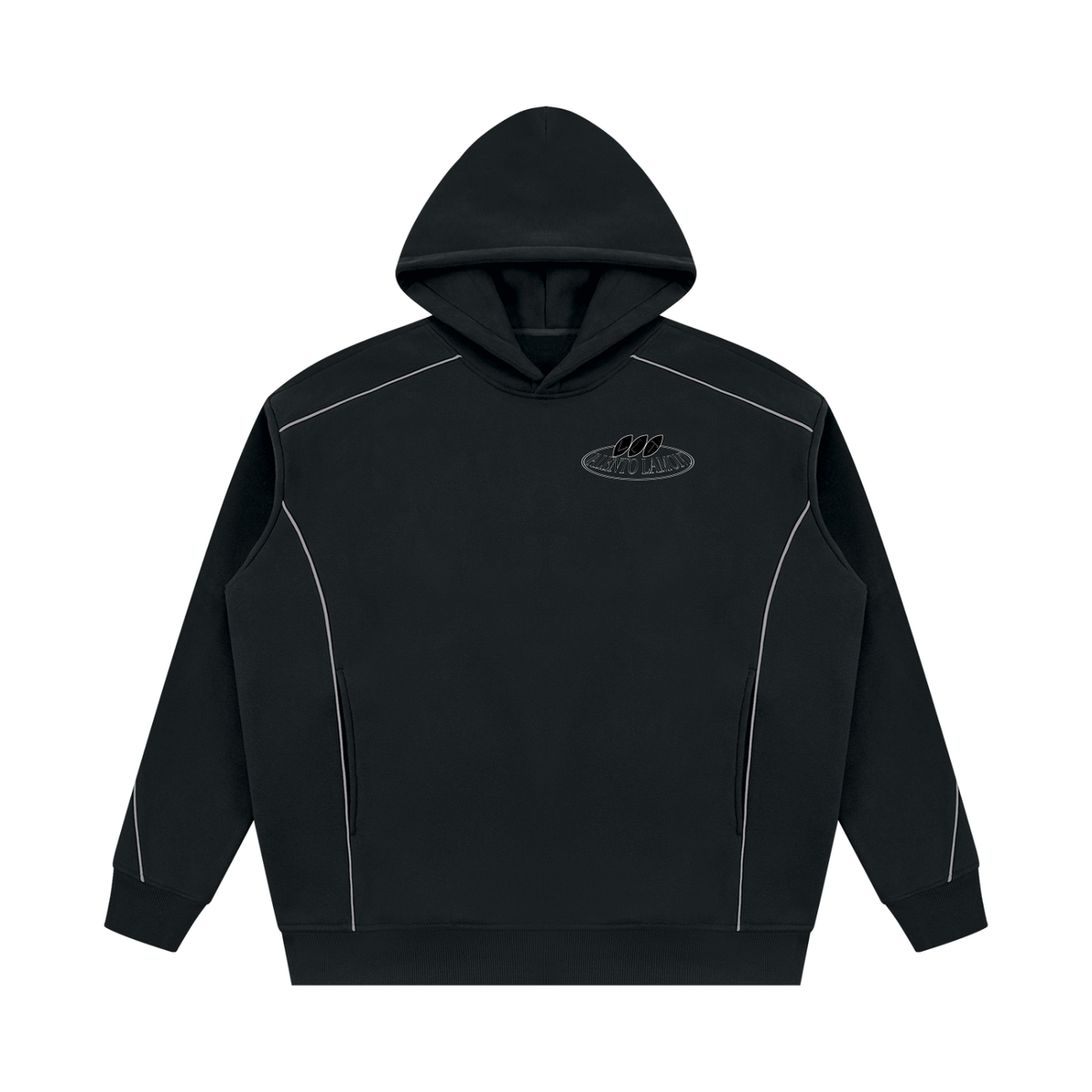 V Oversized Piping Fleece Hoodie