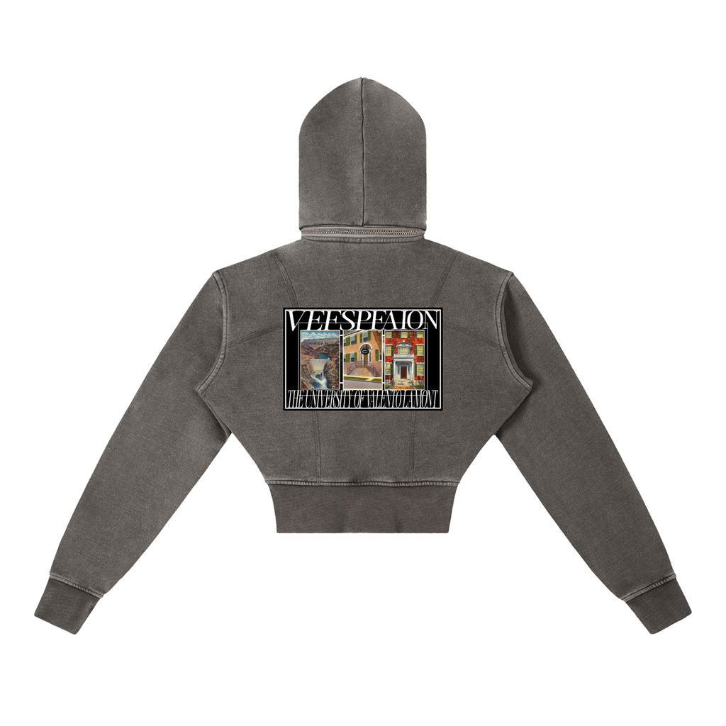 Vintage Washed Cropped Fleece Hoodie