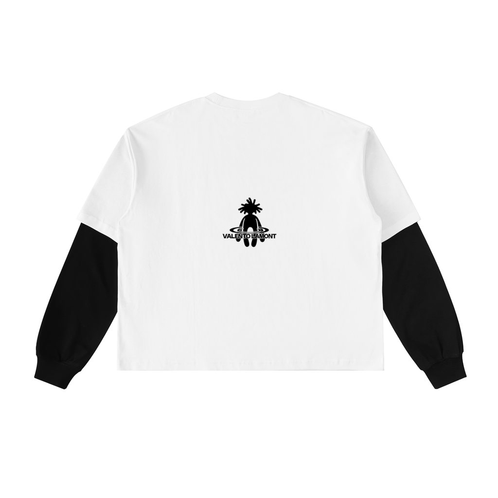 Layered Contrast Sleeve Cotton T-Shirt