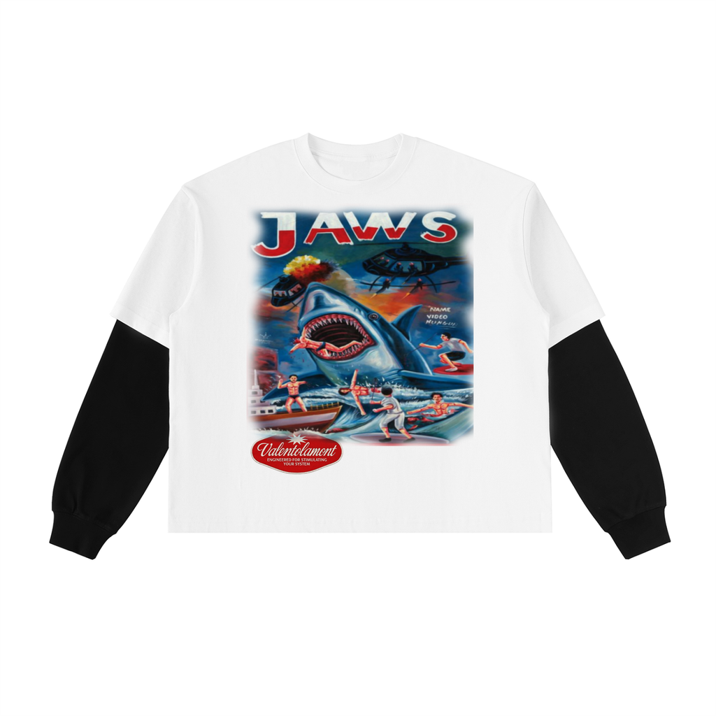 Layered Contrast Sleeve Cotton T-Shirt
