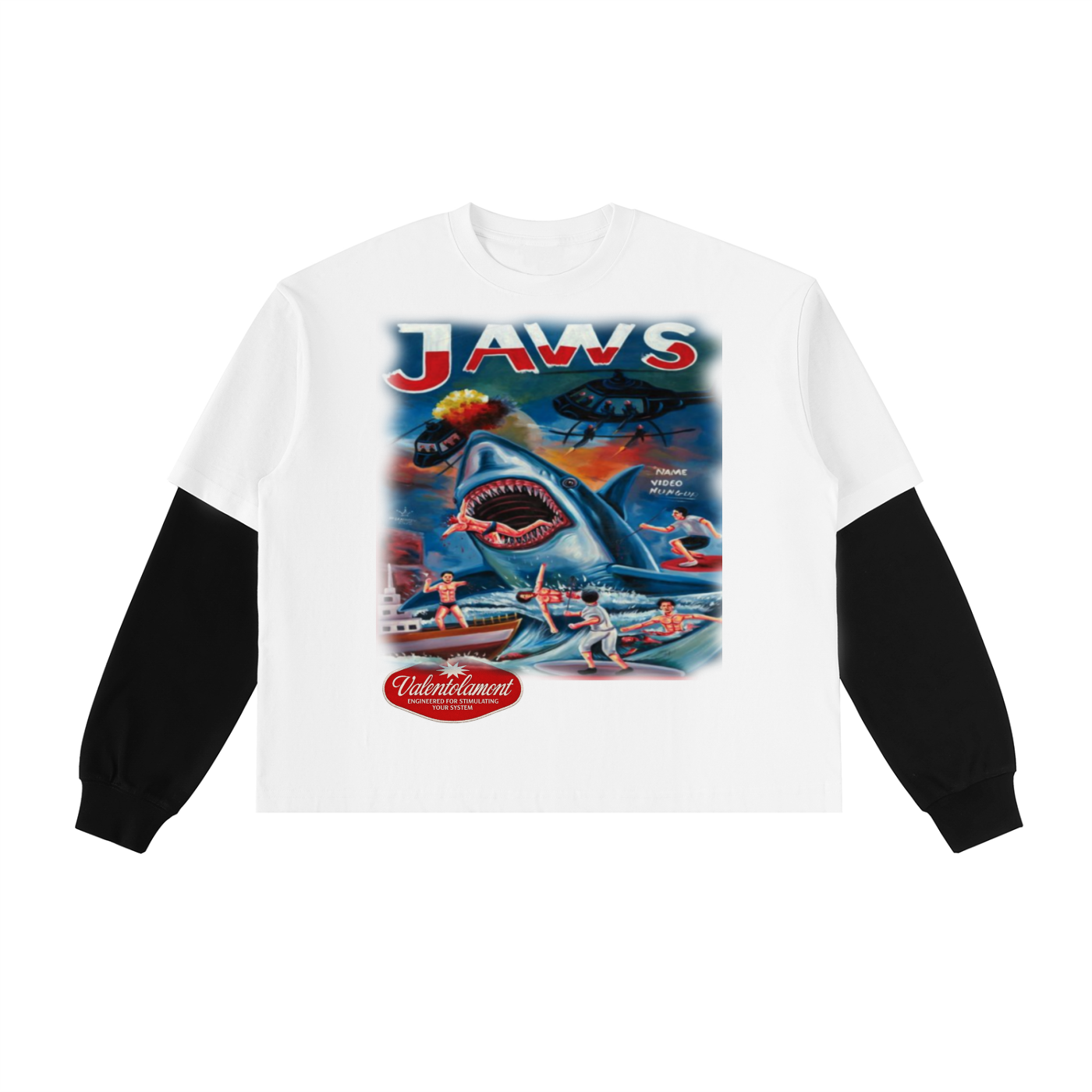 Layered Contrast Sleeve Cotton T-Shirt