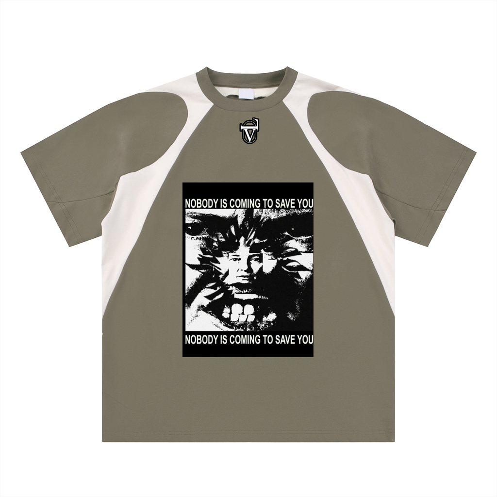 Contrast Panel Cotton T-Shirt