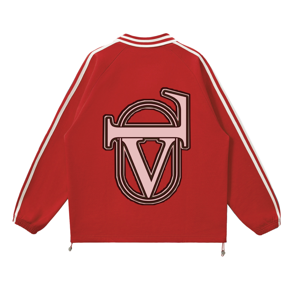 Contrast Striped Lapel Collar Sweatshirt