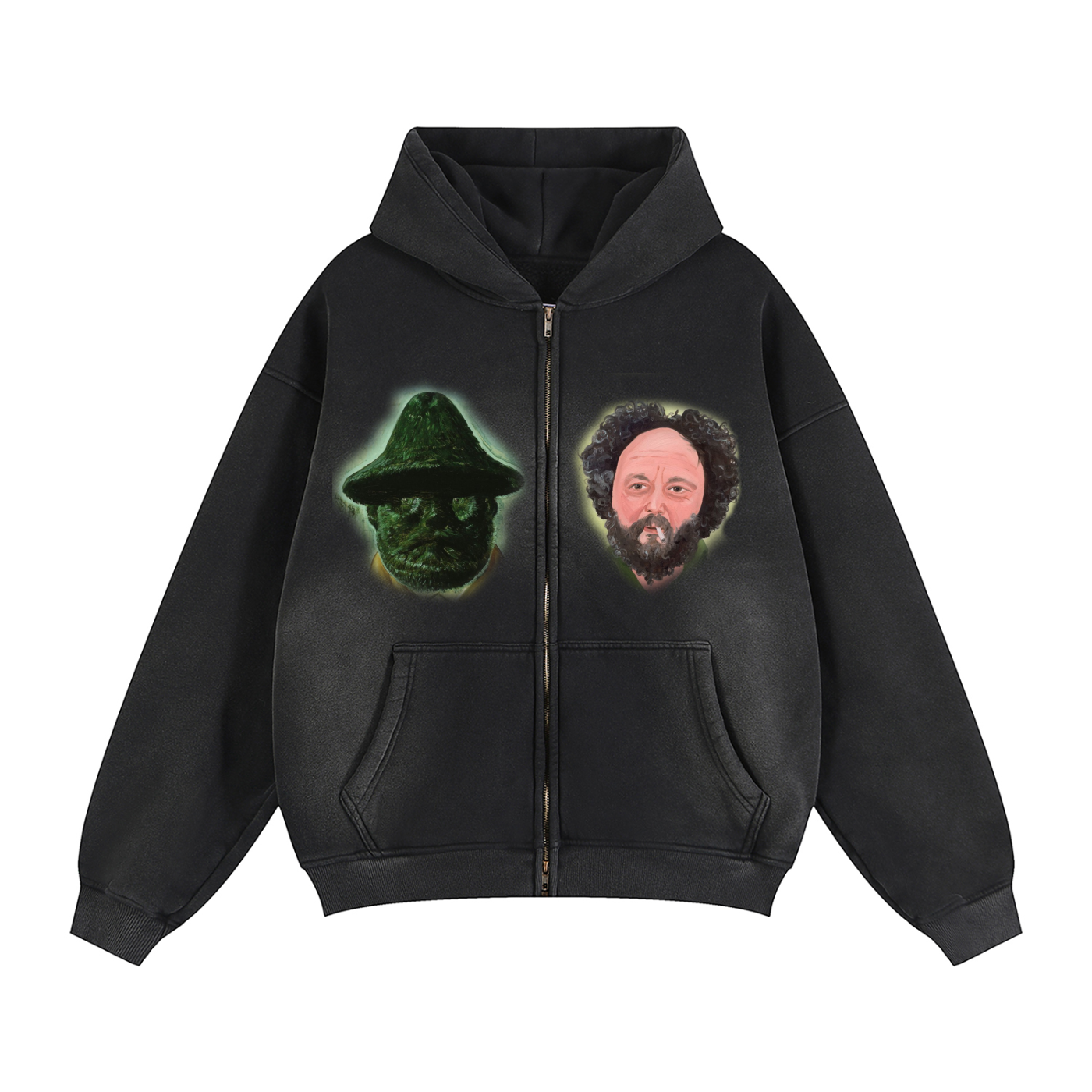 Sunfade Two-way Zipper Boxy Fleece Hoodie