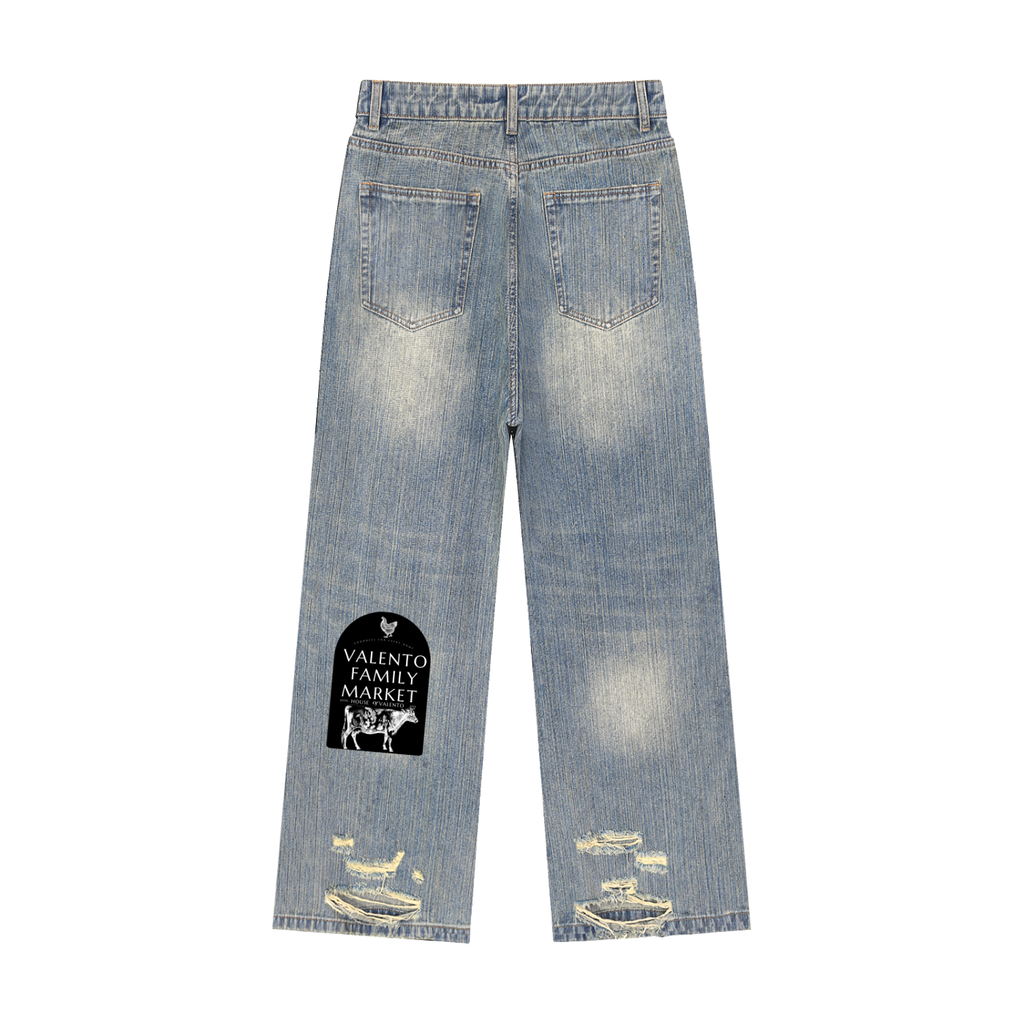 Vintage Wash Distressed Denim Jeans