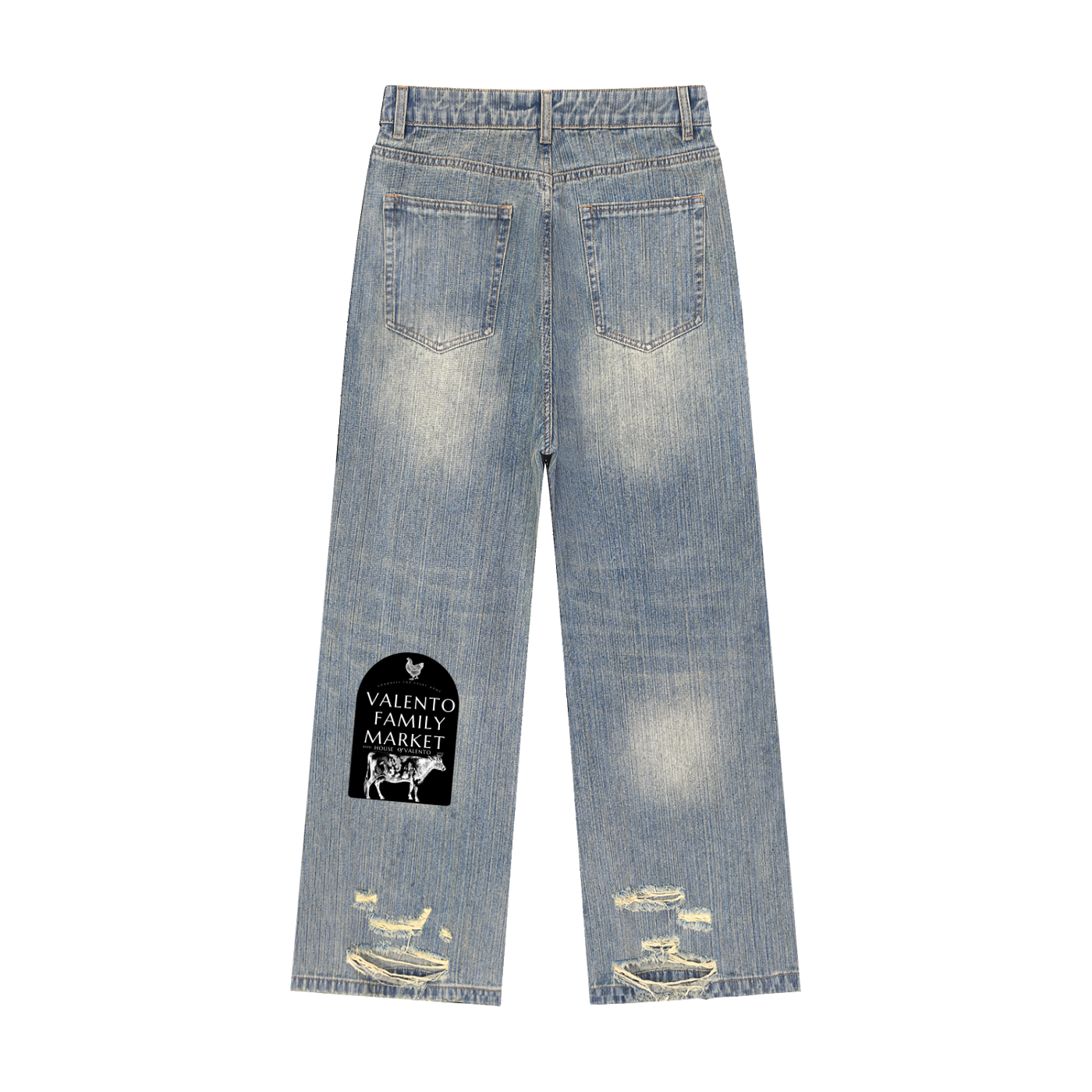 Vintage Wash Distressed Denim Jeans