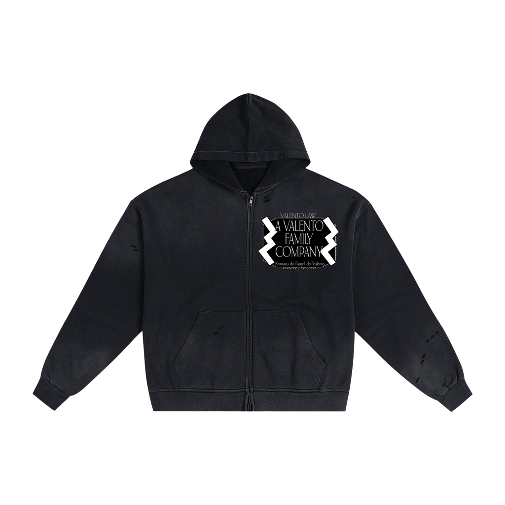 Hand-Frayed Sunfade Zip Hoodie