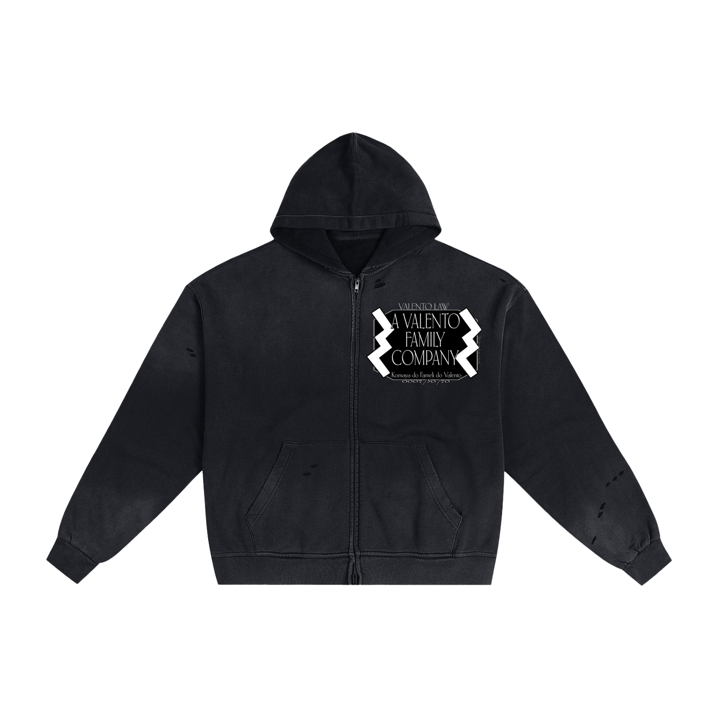 Hand-Frayed Sunfade Zip Hoodie
