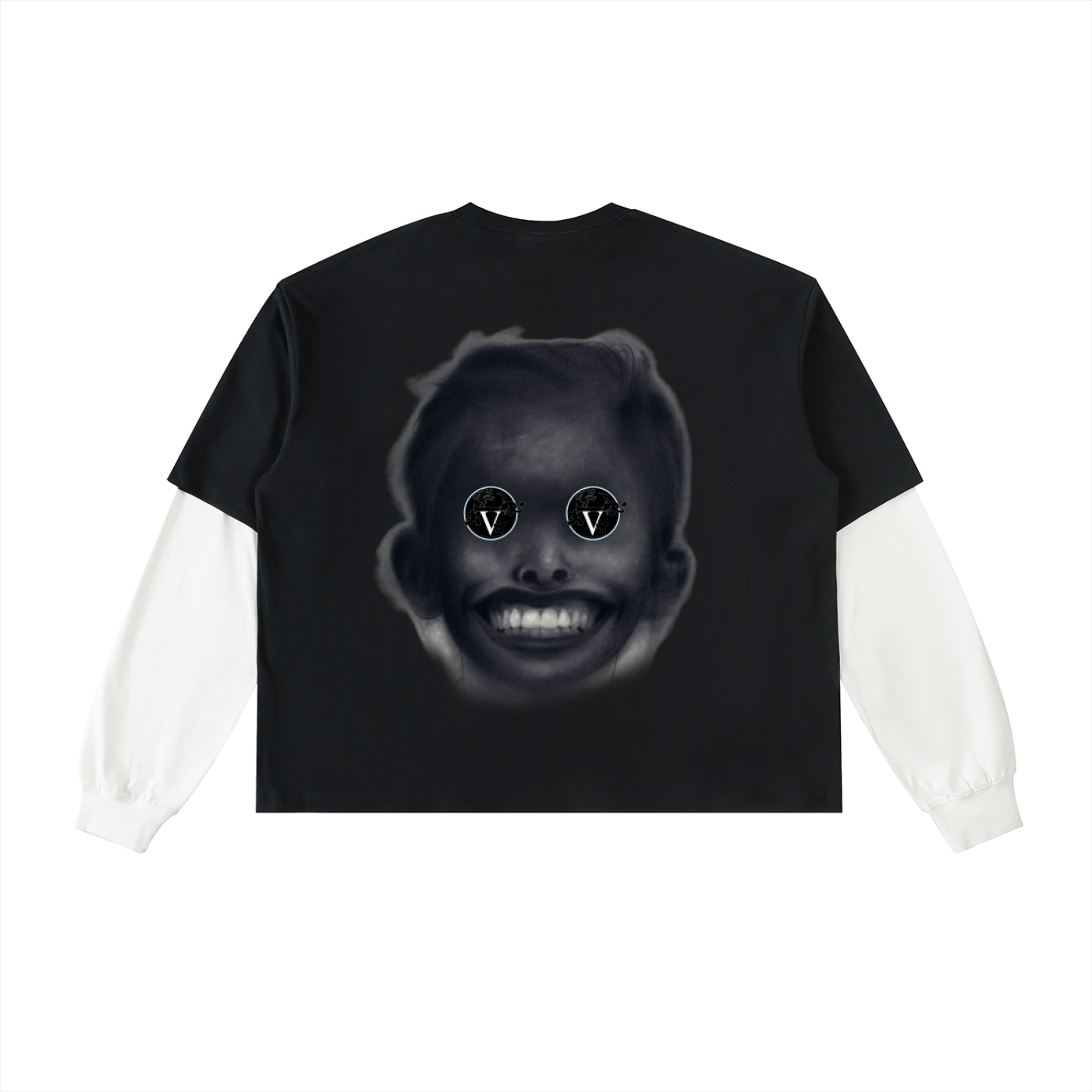 Layered Contrast Sleeve Cotton T-Shirt