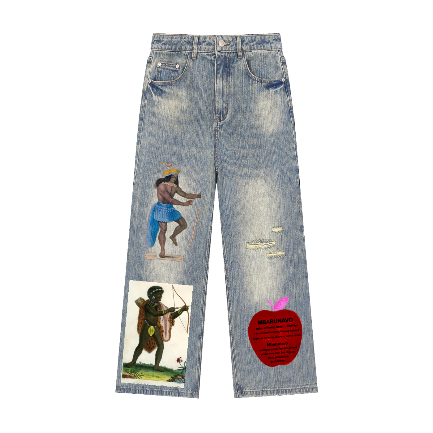 Vintage Wash Distressed Denim Jeans
