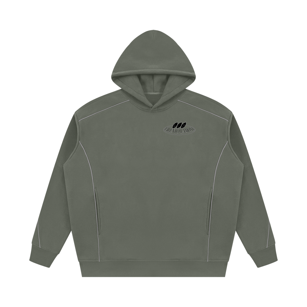 V Oversized Piping Fleece Hoodie